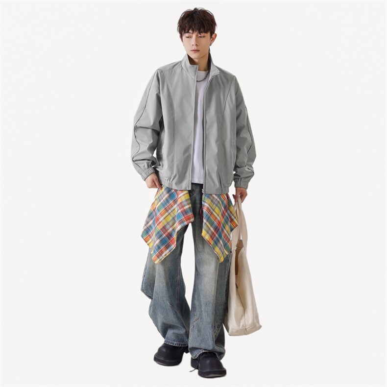 韩版设计感翻领垫肩斜纹夹克简约cleanfit夹克外套JK02537-P78,男装夹克,星座308B-2