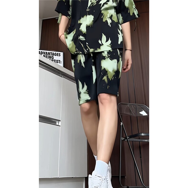短袖衬衫男+短裤男潮流休闲套装男M-5XL大码TZ78710P50控98模特图,男装牛仔裤,星座226-1