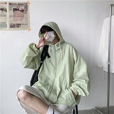 F3043/P45夏季防晒衣连帽纯色薄款外套夹克情侣男女中性风防晒服，男装夹克，电商A141