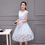 夏季淑女新款圆领短袖绣花套头优雅连衣裙，女装连衣裙，依恋蒂丝