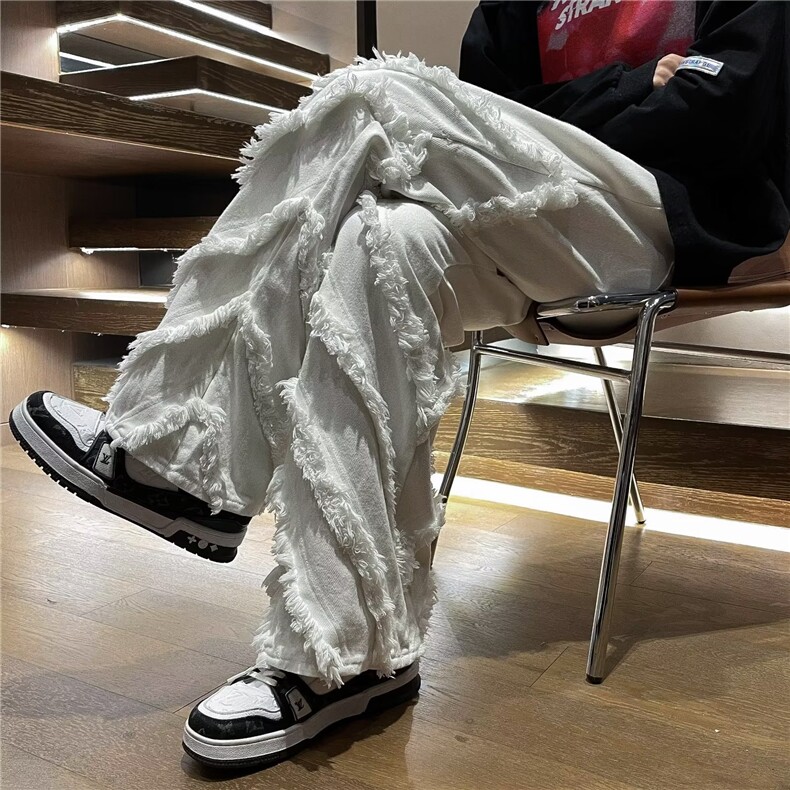 风格暗黑毛须喇叭牛仔裤男潮牌弹力裤子1216-P55,男装牛仔裤,星座910-5