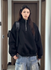美式复古半拉链套头卫衣男女秋季宽松情侣百搭休闲上衣特P48，男装卫衣，电商C306-1