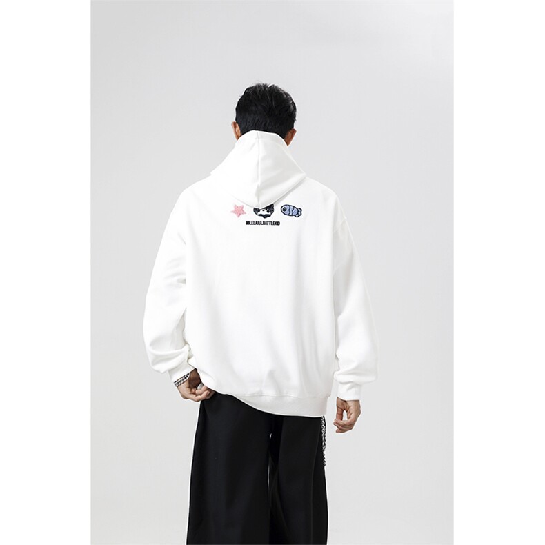 万针刺绣结构设计重磅秋冬全棉高品质美式高街连帽卫衣外套Y7697，男装卫衣，电商A486