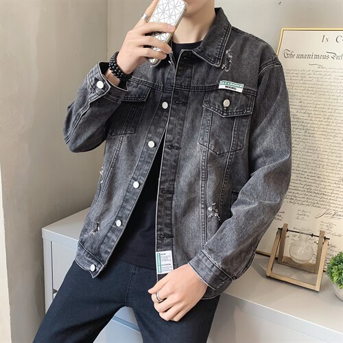 JK820-p90-限价138现货店主风牛仔夹克肥仔量足破洞印花大码,男装夹克,星座103A