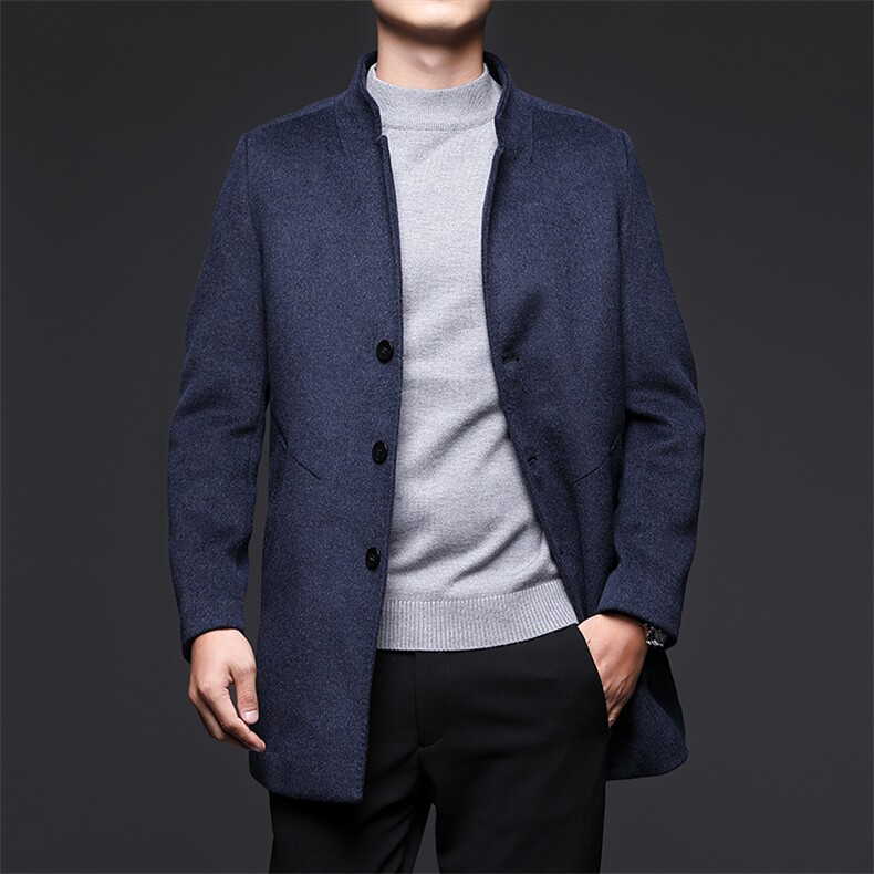 冬季羊毛呢大衣男加厚保暖外套中年休闲立领上衣男装新款毛呢大衣，男装毛呢大衣，电商B212（原钱塘6029）