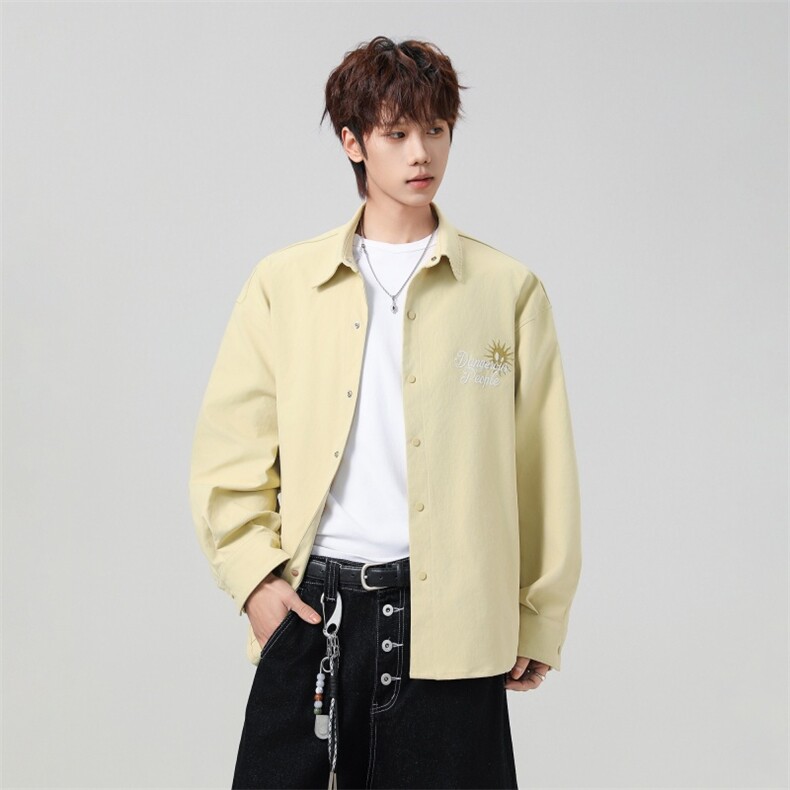 高品质鱼骨纹2026新款百搭翻领长袖衬衫 A436-26019-P68118图片