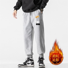 K12118-P40加绒P50束脚纯棉运动裤男士休闲裤大码宽松卫裤男，男装休闲裤，电商A040A