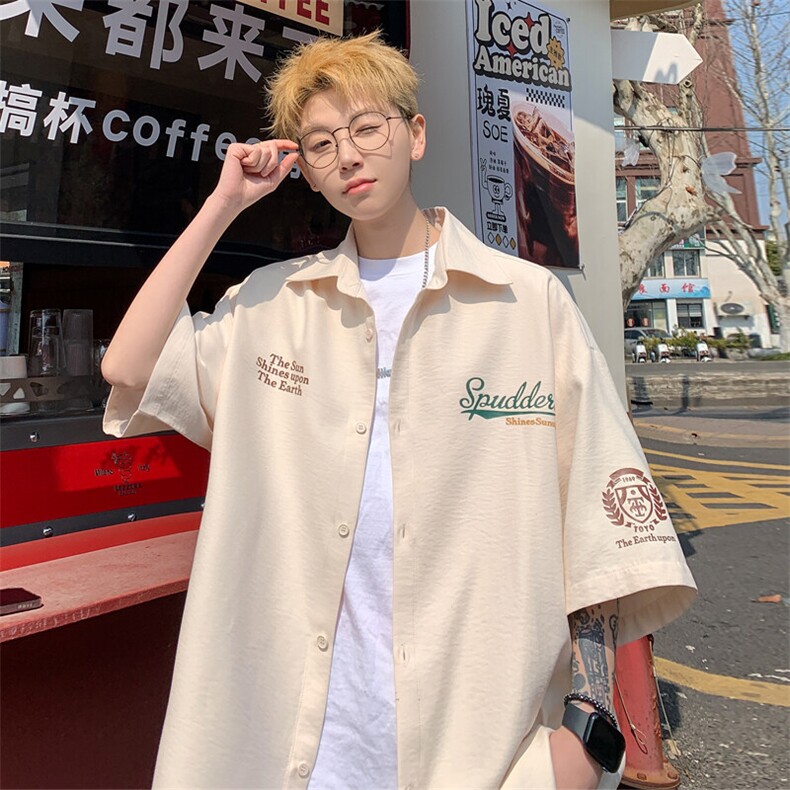 2025夏季新款港风外景大码印花美式短袖衬衫M-5XHC25304-P35,男装衬衫,电商A022