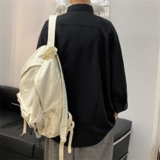 原创潮牌夏季纯色宽松七分袖衬衫美式复古链条设计衬衣ins，男装工装外套，星座1013