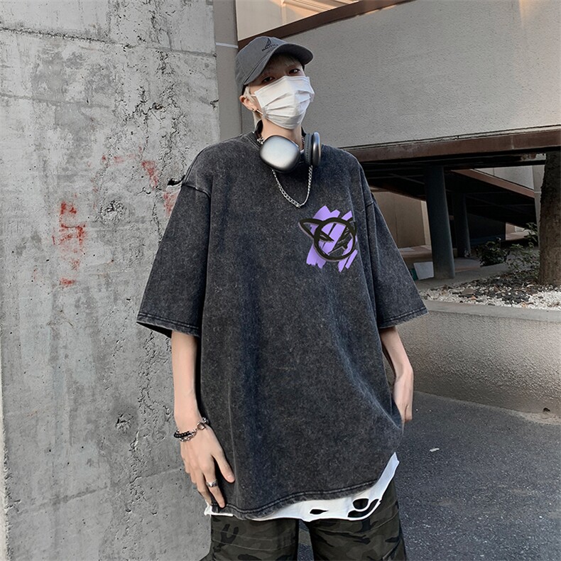 B239-X1019-P38美式小恶魔短袖落肩袖短袖T恤男,男装T恤,星座514-2(原B239)