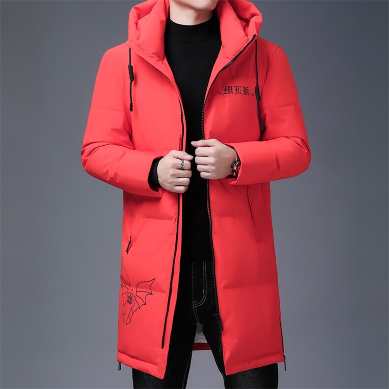 长款羽绒服男冬装新款宽松中年男士连帽鸭绒外套KCN20969-5-P315，男装羽绒服，电商B212（原钱塘6029）
