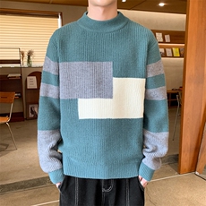 83971-P53毛衣男秋冬季潮牌潮流撞色针织衫外套男宽松休闲内搭，男装针织衫/毛衣，电商D310B