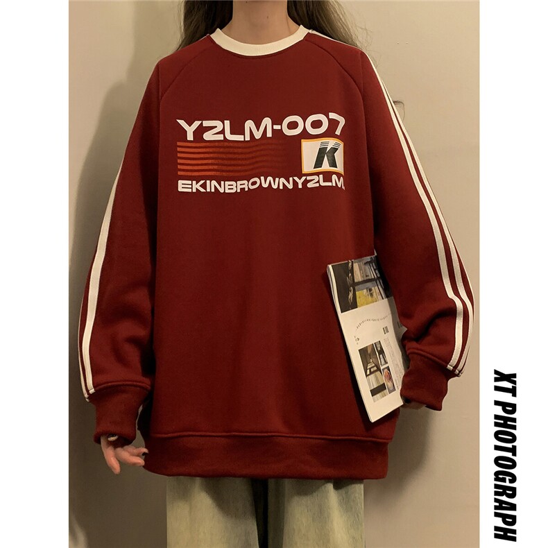 1中性风印花字母图案袖子三杠织带大码M-5XL卫衣男WY77762P48控68，男装卫衣，星座226-2