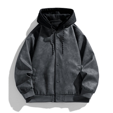 假两件机车服皮衣外套男高级感痞帅宽松休闲pu皮夹克JK0196-P93，男装夹克，星座308B-2