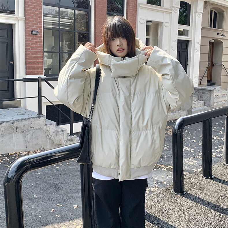 现货5W件冬季三防重磅boxy短款羽绒连帽PU皮棉衣外套防风加厚棉服,男装棉衣,电商A486-1