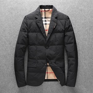 新款男士羽绒服西装羽绒时尚外套2216p270控价355图片