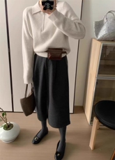 2025年秋季新款百搭女士半高拉链长袖针织衫，女装针织衫/毛衣，硕彦羊绒