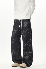 703-K395-P55四季款几何烧花扎染直筒休闲长裤，男装休闲裤，星座703