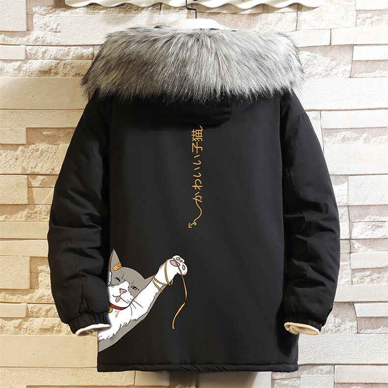 MM48013-P130 冬季大毛领衣男士大码加厚袄男服 砖墙图片