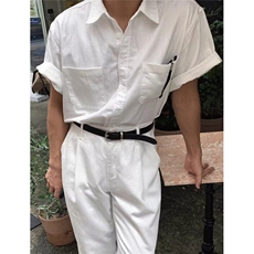 夏季日系白色短袖衬衫女男情侣夏装文艺简约休闲衬衣服C49，男装衬衫，星座1116A（原606A-3）
