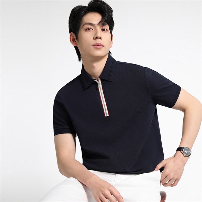 2025夏季新款高品质拉链设计时尚短袖翻领Polo衫2271-P50控84,男装T恤,电商D342