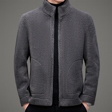 MJ-19041秋冬2021海宁男式羊毛皮草男翻领修身颗粒绒夹克P246图片