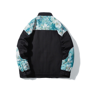 1日系白底刺绣拼接设计大码M-5XL夹克棉服外套男8706P115控158图片