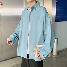 新款日系港风潮牌ins百搭长袖衬衣宽松慵懒风bf衬衣W1127-P38，男装衬衫，星座512-2