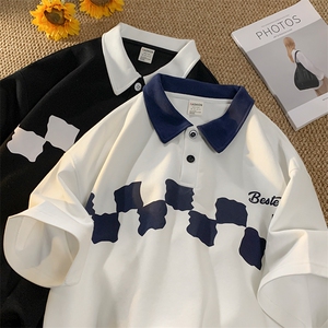 7个高点击 翻领宽松纯棉polo衫短袖男T恤X416b-1-DT316-P40 限58图片