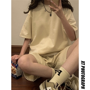 中性风麂皮绒短袖T恤男DT8766P23短裤男DK8767P32套装TZ8757P55图片