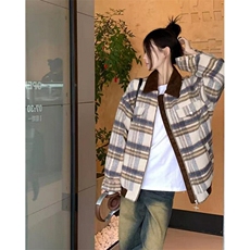 文艺日系气质时尚潮流秋冬复古格子毛呢外套女原宿新款J221，男装夹克，星座1116A（原606A-3）