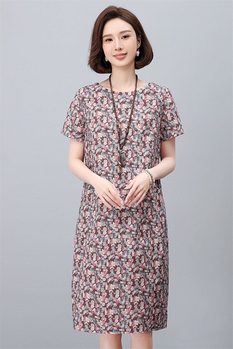 现货2025年夏季时尚减龄印花文艺优雅连衣裙,女装连衣裙,依恋蒂丝