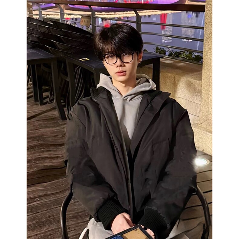 抖音得物美式潮休闲夹克春季立领纯色复古工装加厚棉服外套MF01,男装夹克,电商A443