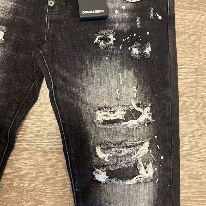 1506A/G93360/P56水洗刮烂补丁油漆涂鸦弹力修身牛仔裤,男装牛仔裤,星座1506A