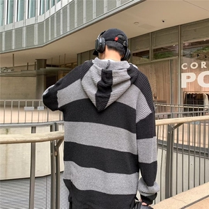 慵懒风毛衣男秋冬新款粗线麻花加厚圆领菱格套头宽松毛线针织衫图片