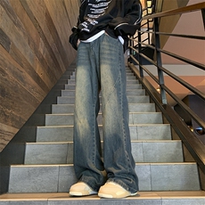 抖音现货宽松直筒拖地牛仔裤中性喇叭裤潮GK06-P60限价78，男装牛仔裤，星座310A-1