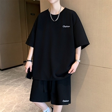 短袖男夏季套装2025新款时尚运动飘带两件套A436-D230-P65，男装休闲套装，电商A436