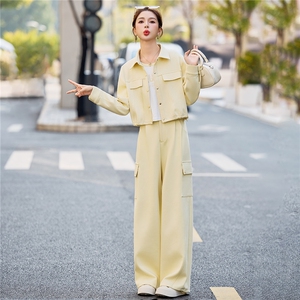2026年春季通用三件套修身长袖长裤修身女装气质通勤时尚女装图片