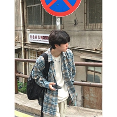 特P35二开无差价长袖百搭春秋格子衬衫-HS2180港风街头，男装衬衫，电商A003
