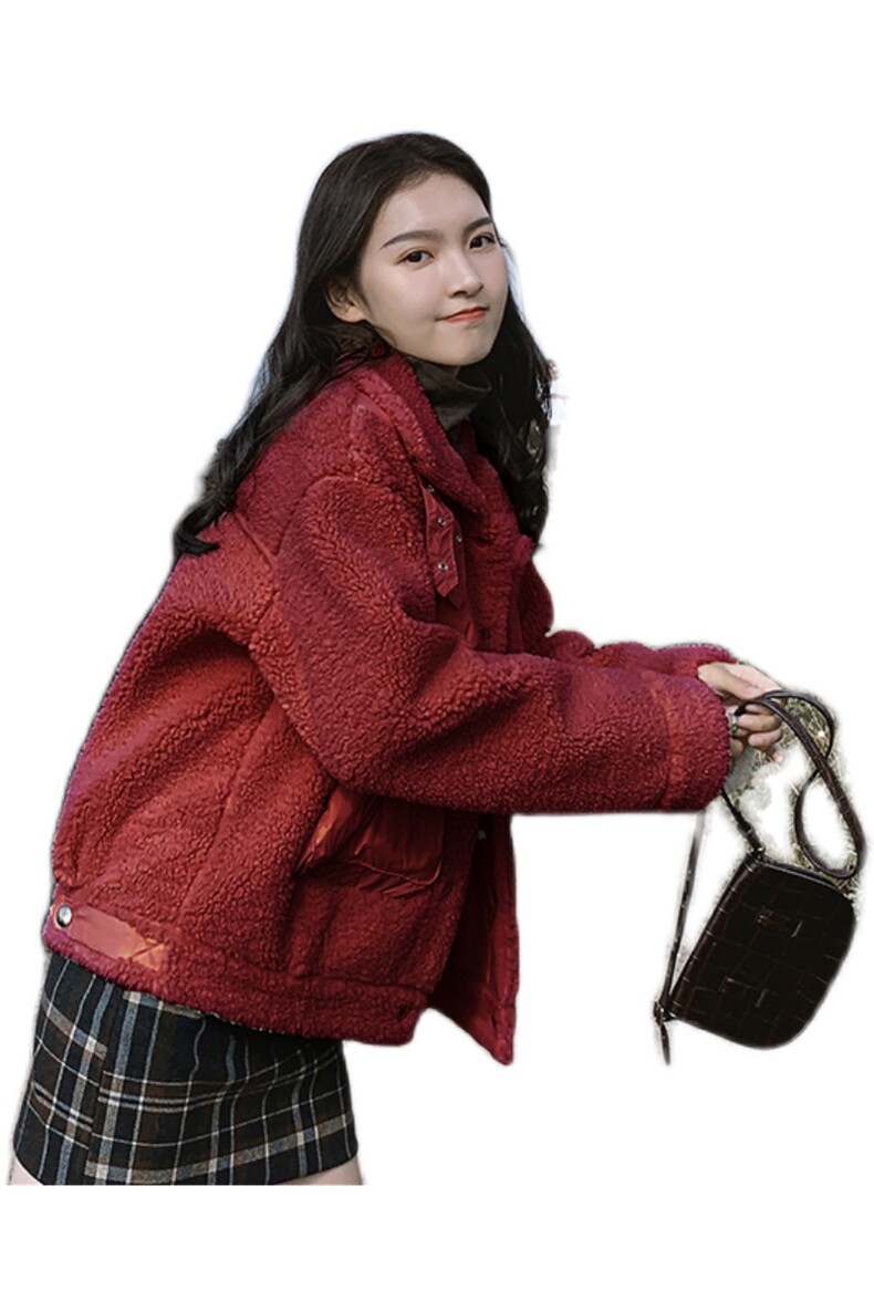 2021羊羔毛棉衣拼接宽松短外套287-F831-P165-K258现货,女装棉衣/棉服,浙宝287