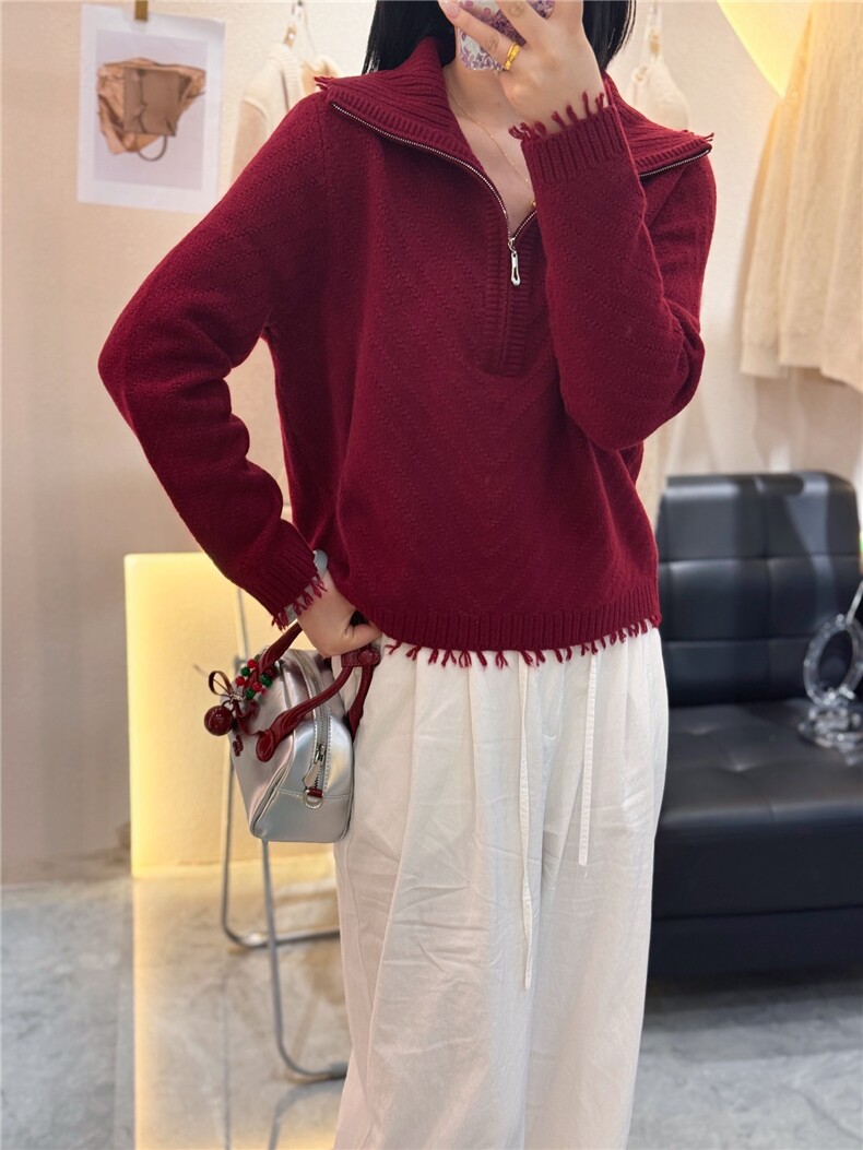 山羊绒秋冬显瘦POLO领女打底衫保暖长袖套头,女装羊绒衫,大千羊绒