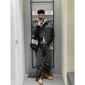 现货 字母印花美式棒球服男高级感飞行夹克外套LW221-P66 夹棉78图片