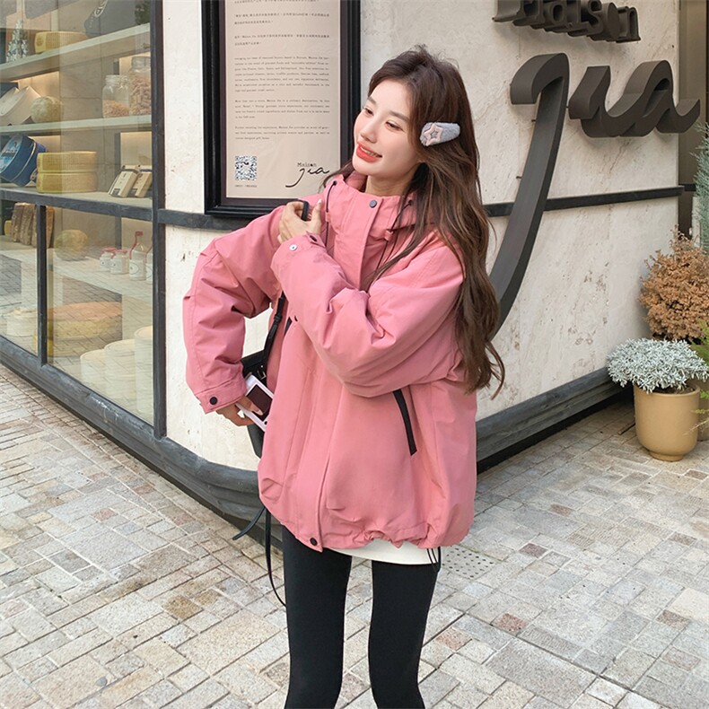 现货主推25冬装羽绒服粉色冲锋羽绒外套衣珂纱朗2D044,女装羽绒服,衣珂纱朗