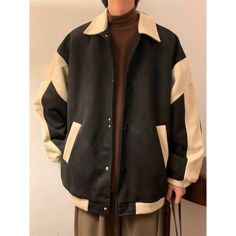 秋冬季加厚宽松外套男美式复古麂皮绒痞帅小香风夹克W6451-P65,男装夹克,星座512-2