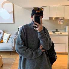 毛衣男韩版潮流宽松慵懒高领打底线衣ins港风纯色针织衫M45-P40，男装针织衫/毛衣，星座1008-1