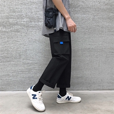 加绒潮流宽松2021港风九分裤男运动休闲工装裤5106-P30加绒批35，男装休闲裤，星座718-1