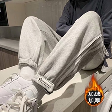休闲裤直筒长裤男宽松港风直脚运动加绒卫裤韩版k344-P35加绒40，男装休闲裤，星座1008-2