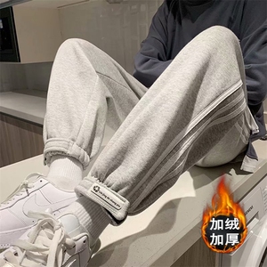 休闲裤直筒长裤男宽松港风直脚运动加绒卫裤韩版k344-P35 加绒40图片