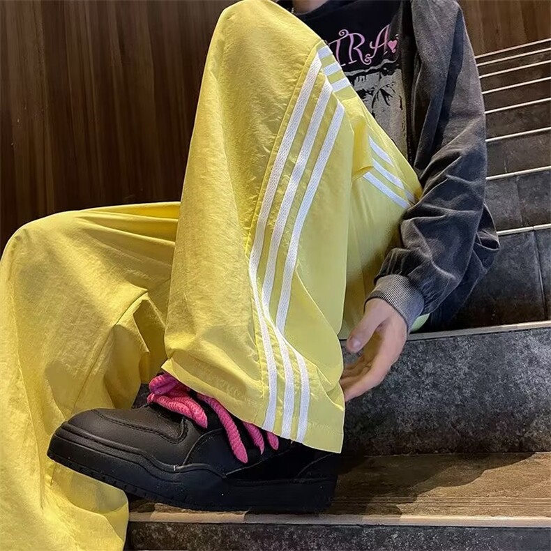 裤子男秋季痞帅阔腿休闲长裤三条杠轻薄款速干直筒裤A954P40,男装休闲裤,星座1116-2
