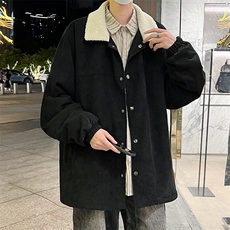 特批P78无差价冬季灯芯绒翻领夹克男休闲潮流羊羔毛棉衣外套M82，男装棉衣，电商A001-1